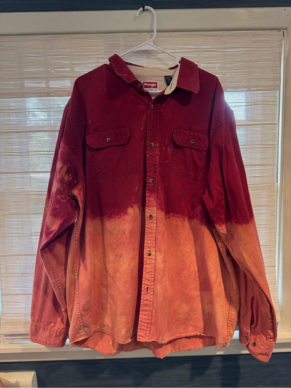 Wrangler Men's Red to Orange Ombre Button-Down Shirt
